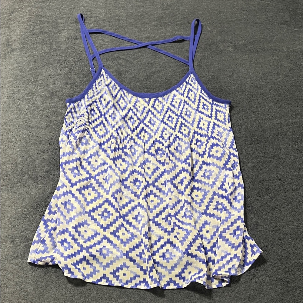 Princess Vera Wang sheer tank top women’s large blue and white adjustable straps